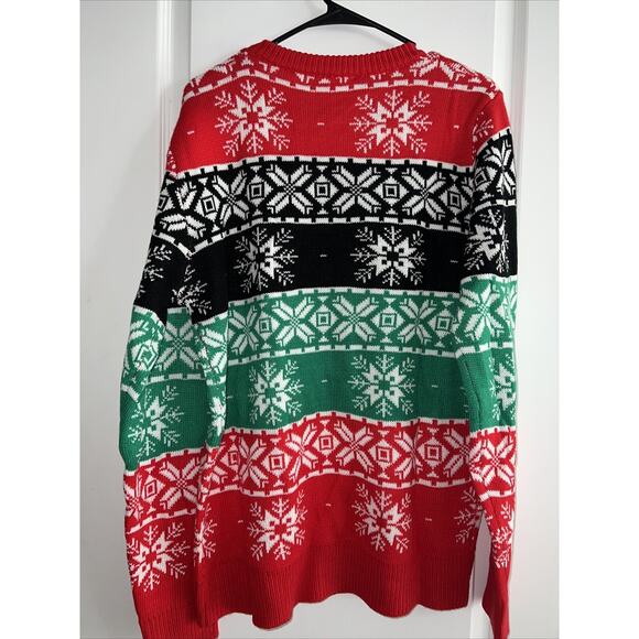 NWT Yidarton Men Size Large Christmas Snowflake Acrylic Sweater, Red Green Black - Picture 11 of 11